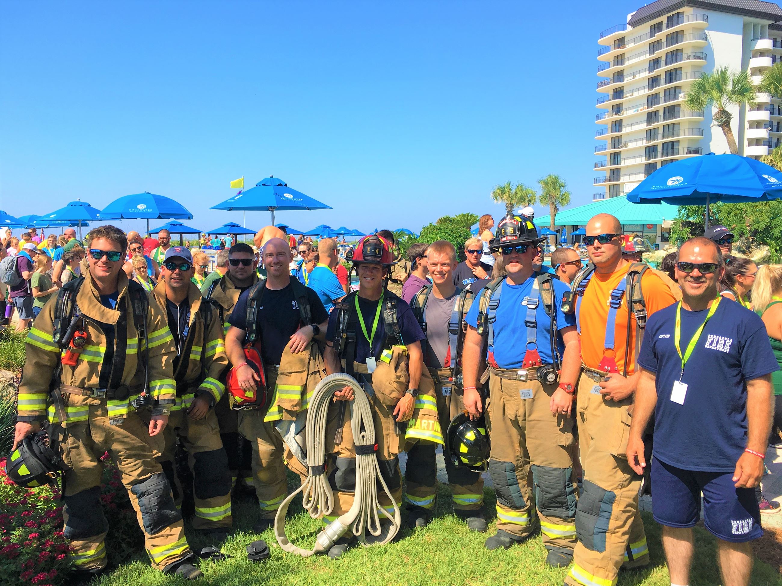 Members of the Pensacola Fire Department after participating in the 2019 Panama City Beach 9/11 Memo
