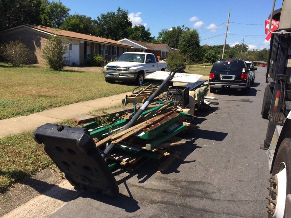 trash set curbside for collection