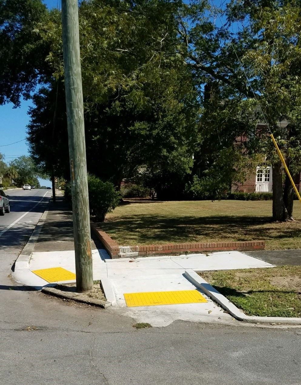A new curb ramp on a sidewalk