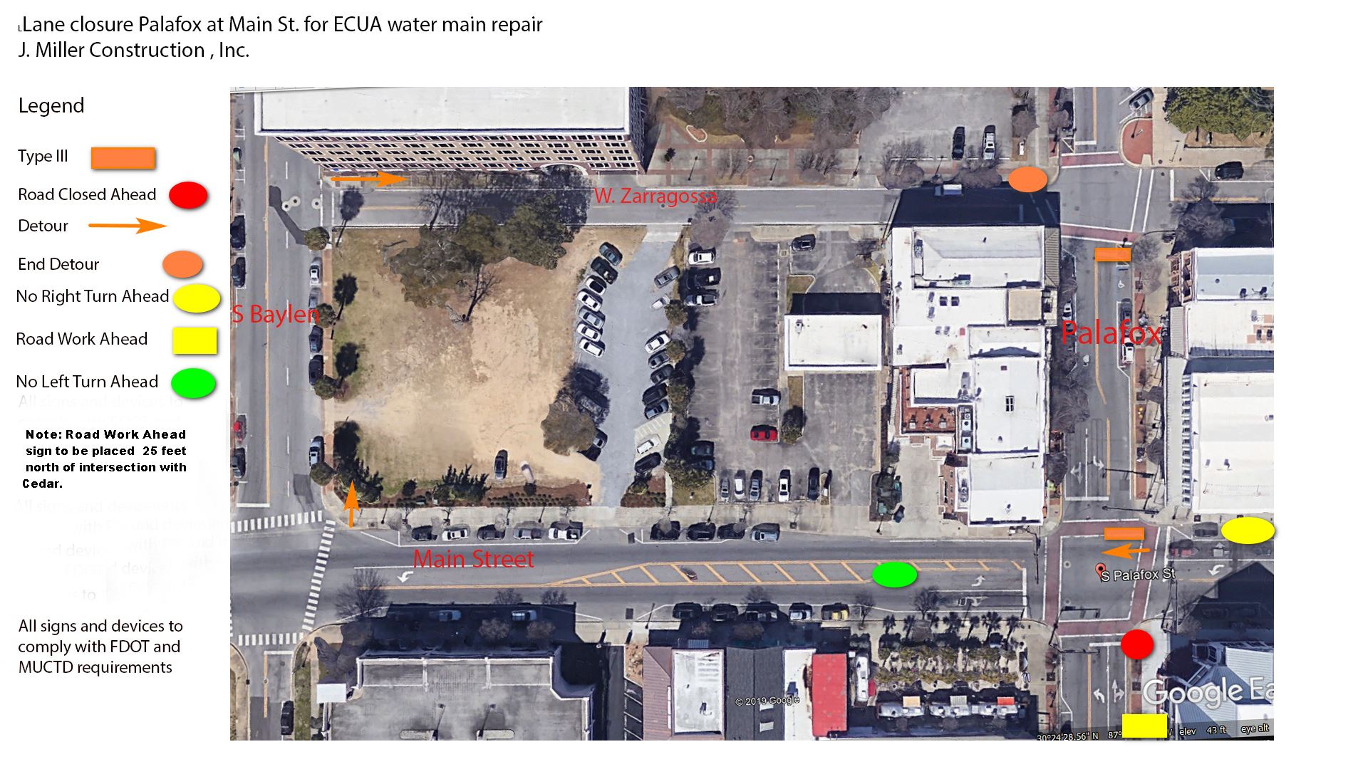 Palafox lane closure map