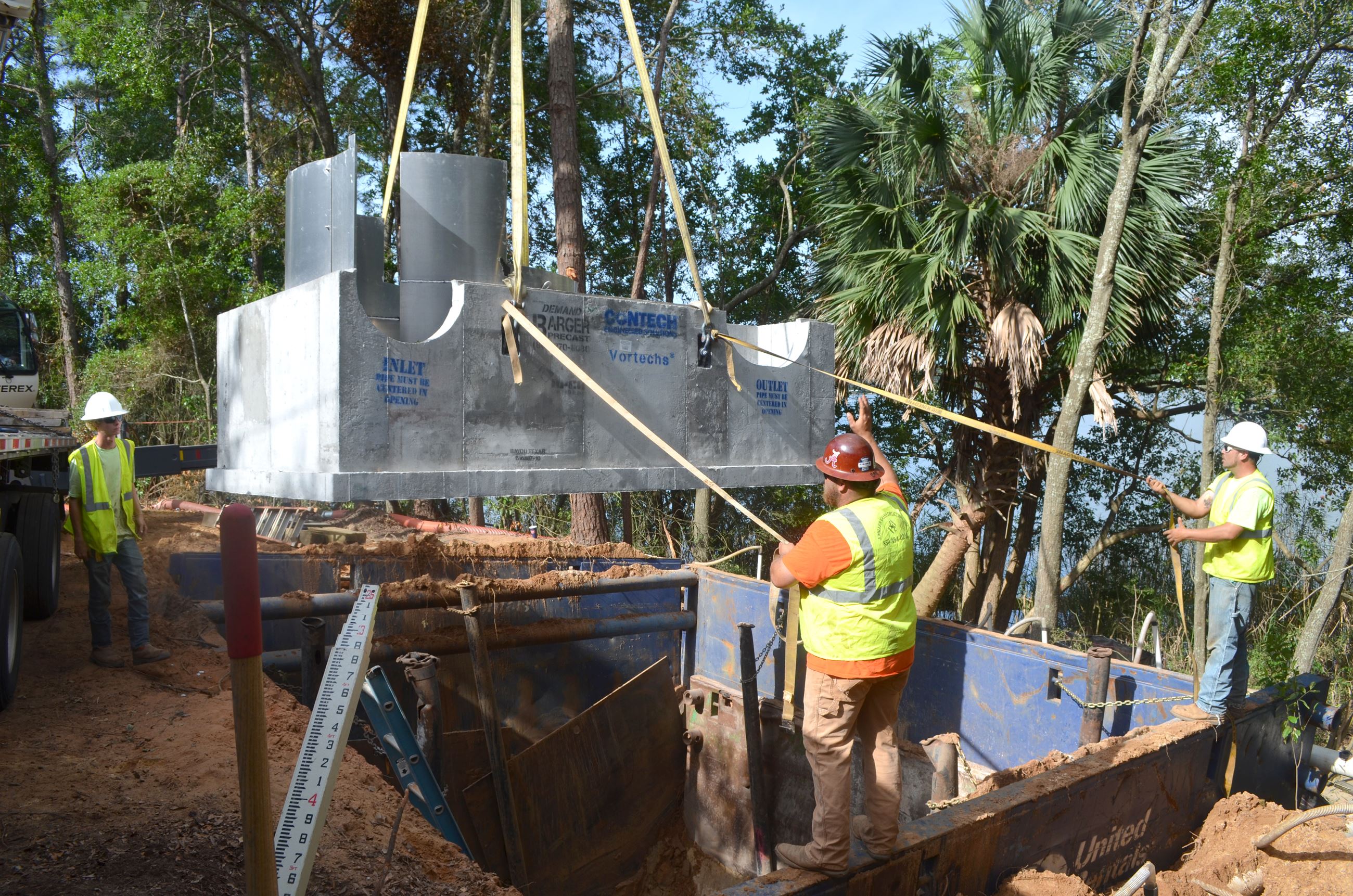 Stormwater treatment unit being installed