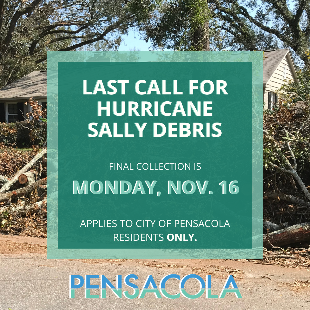 Final debris collection scheduled for Monday, Nov. 16 in the city of pensacola