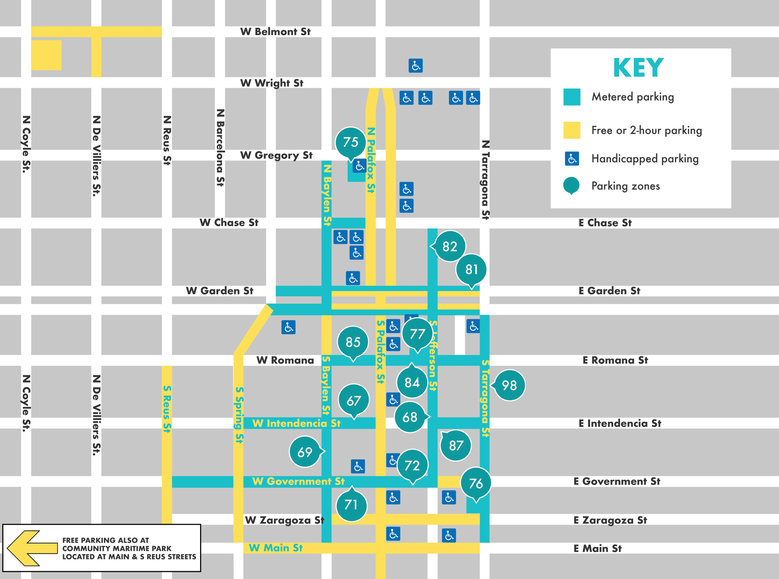 free parking map