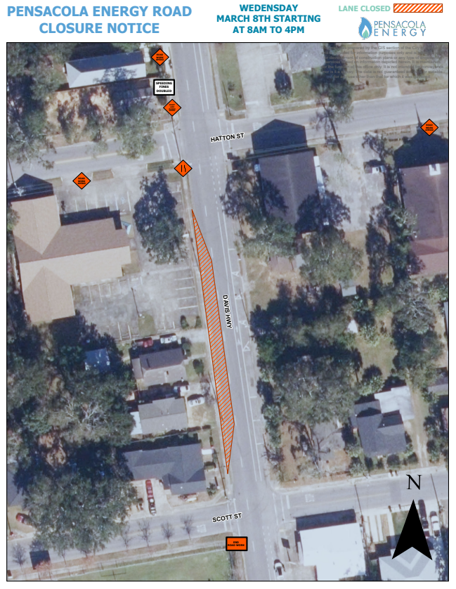 Pensacola Energy Road Closure Map Davis Hwy