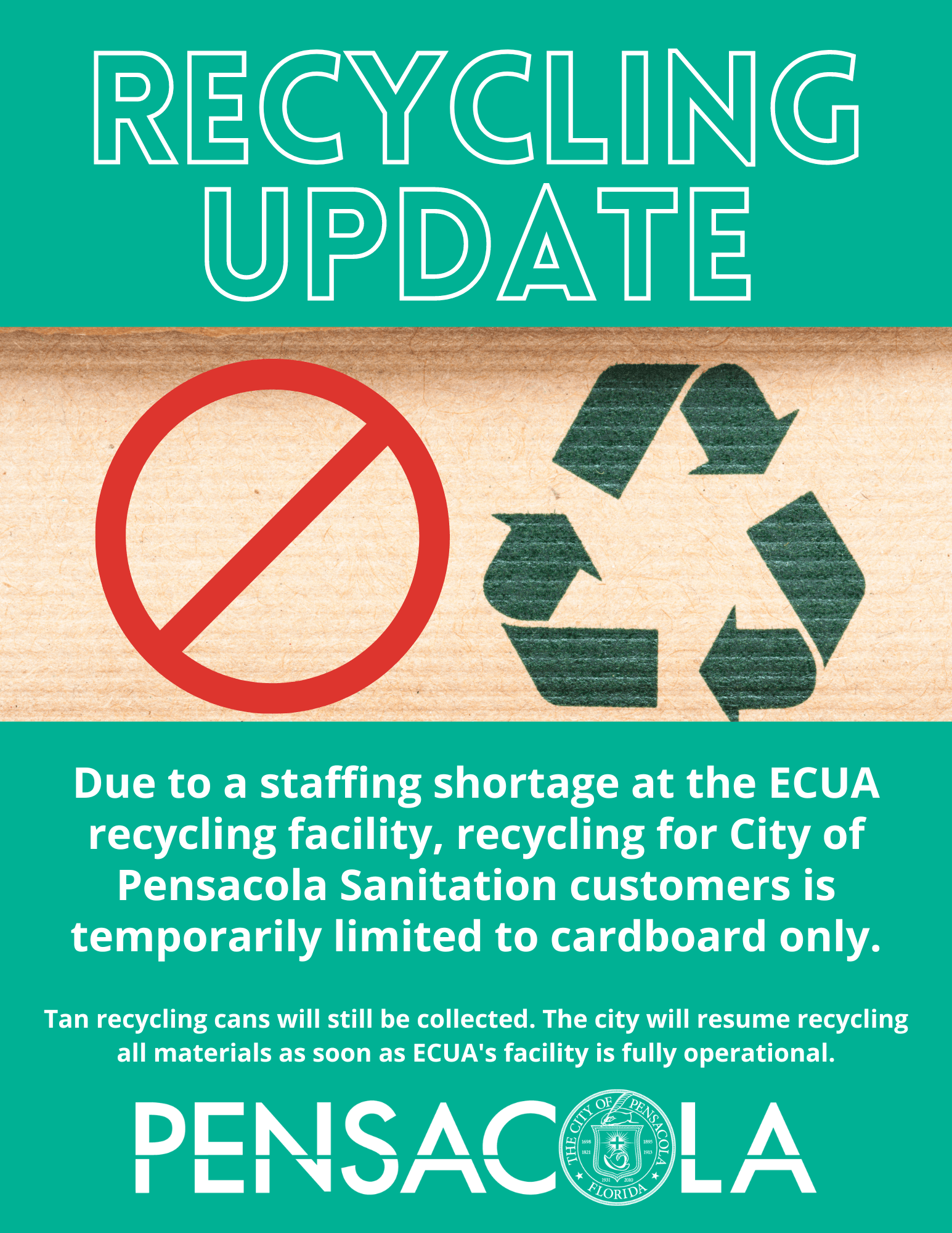 ECUA recycling Temporarily Limited Due to Staffing Shortage 