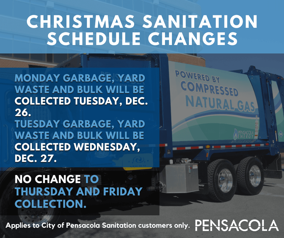 2023 Christmas Sanitation Schedule Facebook Graphic