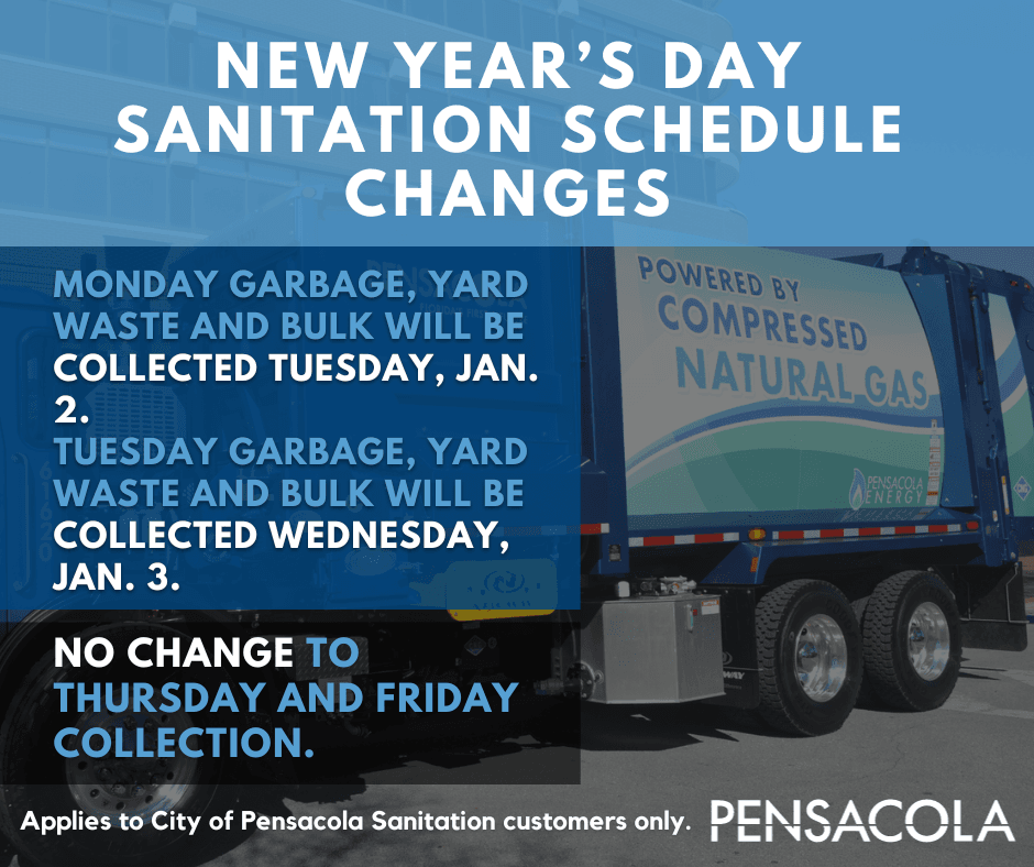 2023 New Years Day Sanitation Schedule Facebook Graphic