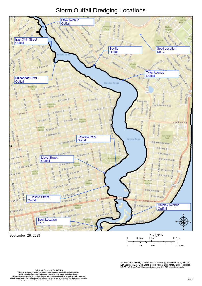 Bayou Texar Outfall Dredging Map