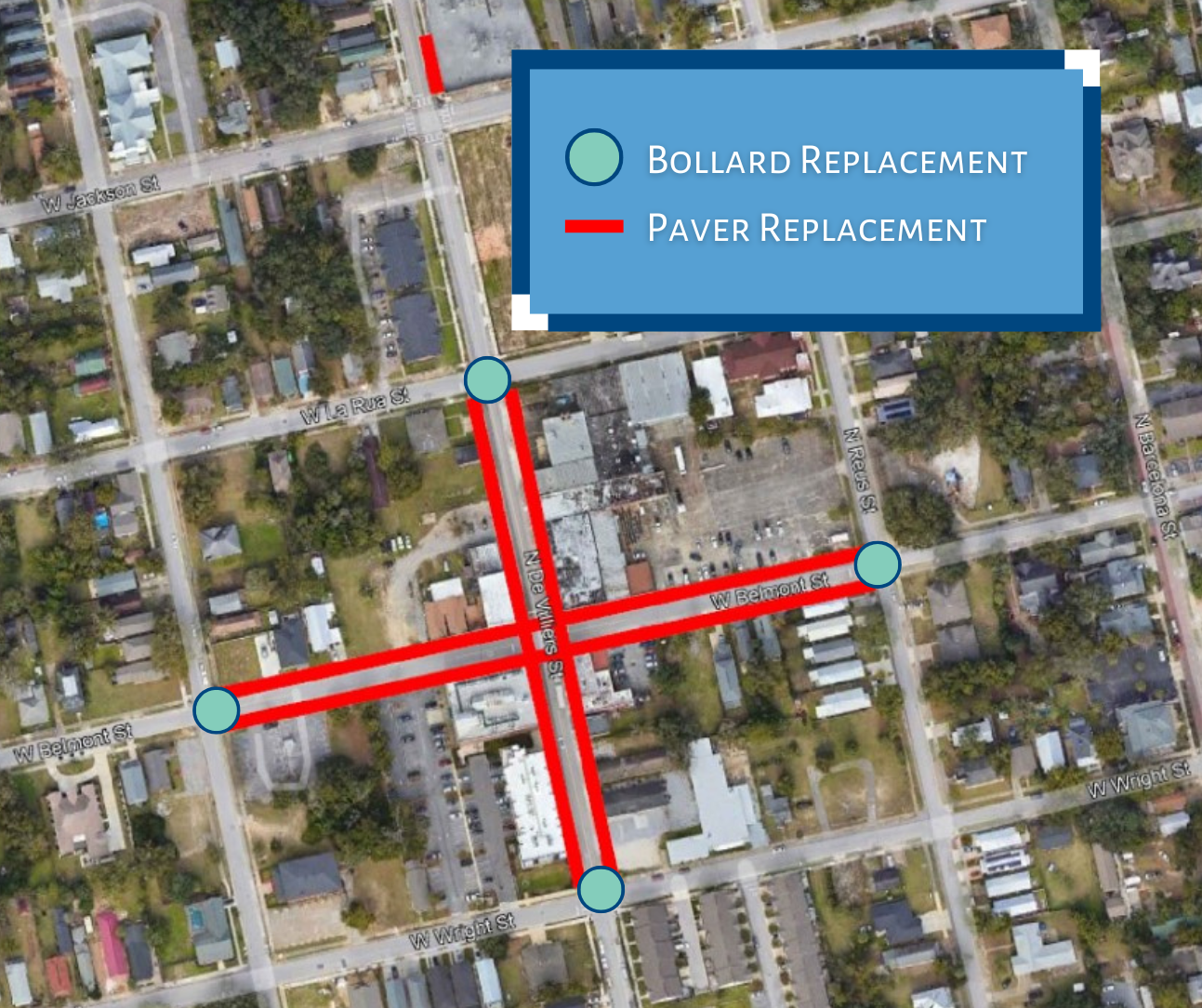 Belmont and Devilliers Road Closure Map 