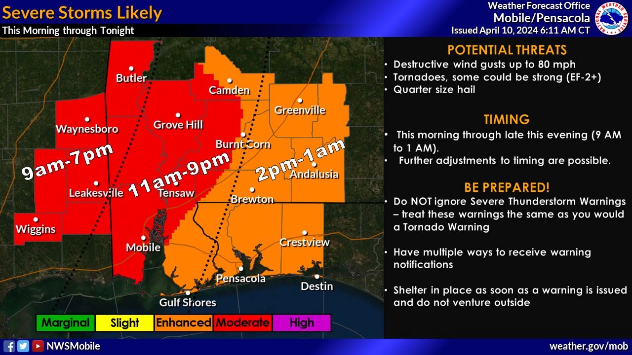 Severe Weather April 10 City Offices Close at 1 p.m.