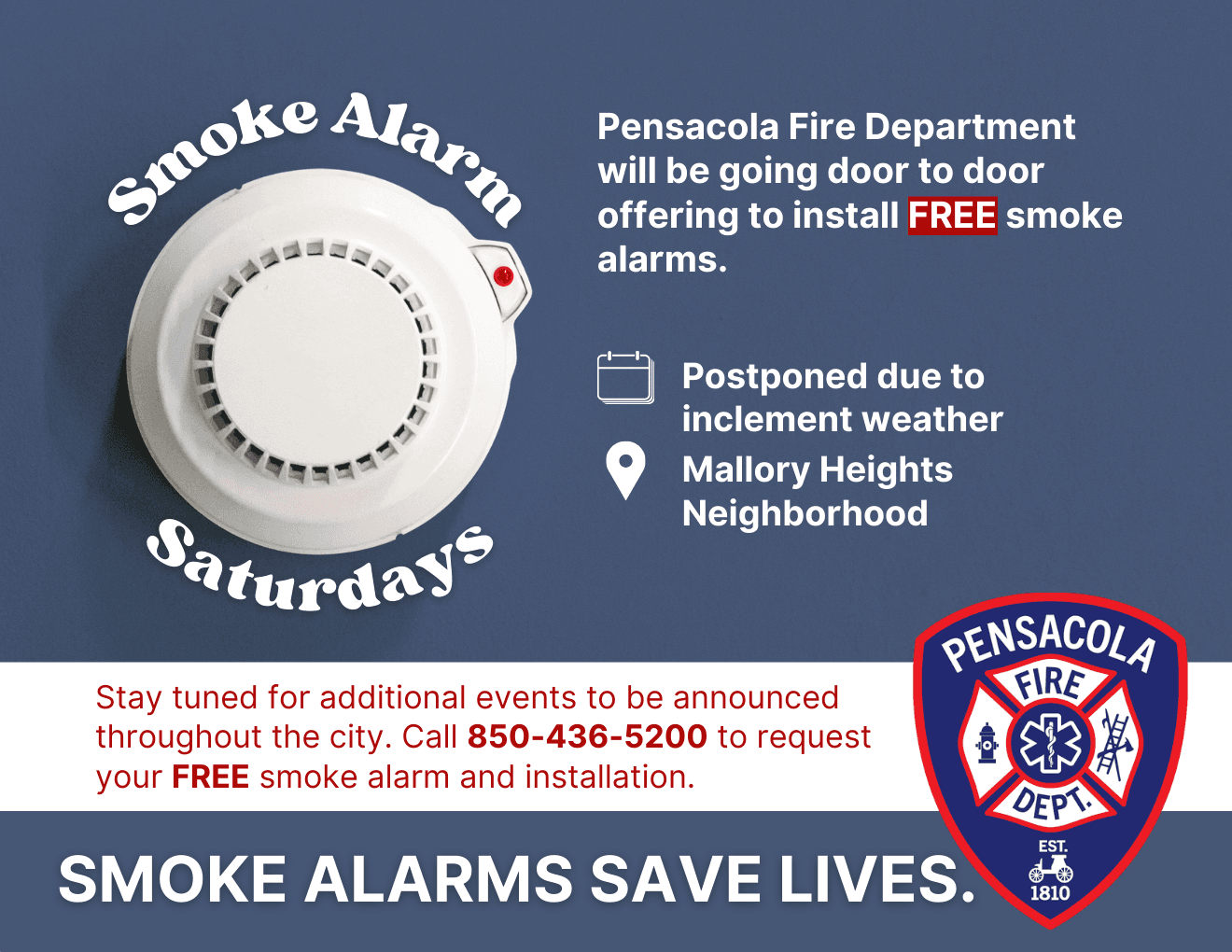 Smoke Alarm Saturdays Postponed Final