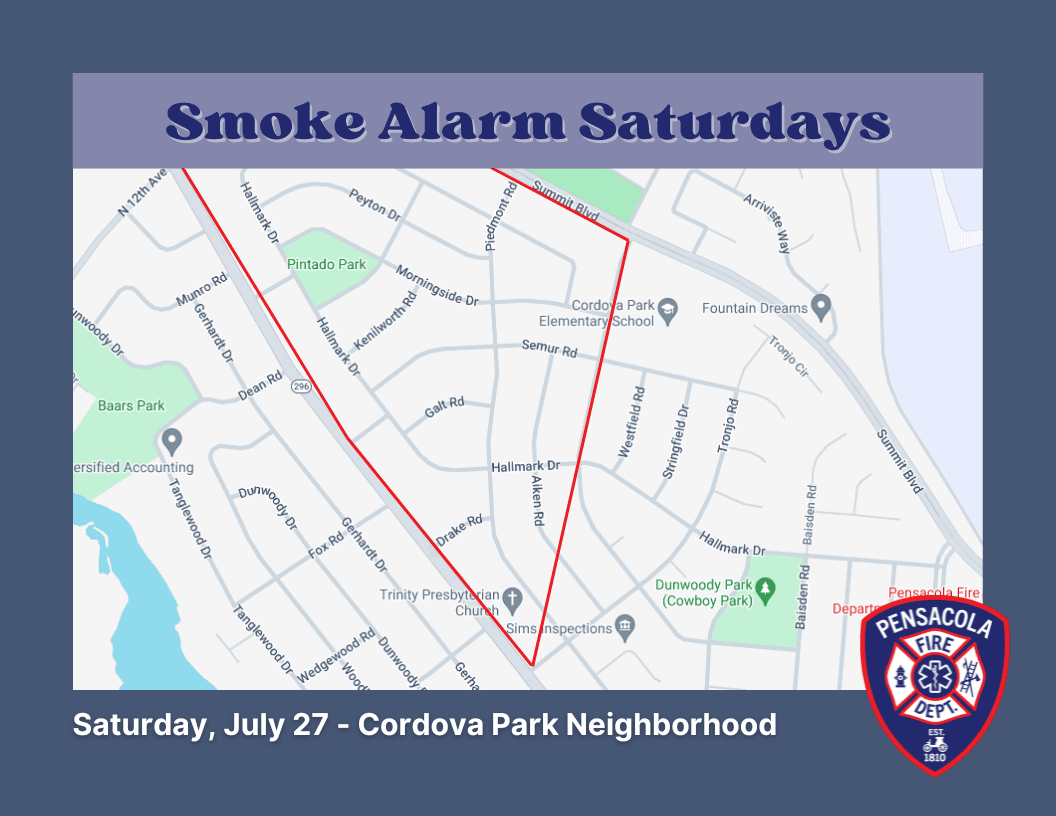The next Smoke Alarm Saturday will be July 27 in the Cordova Park neighborhood.