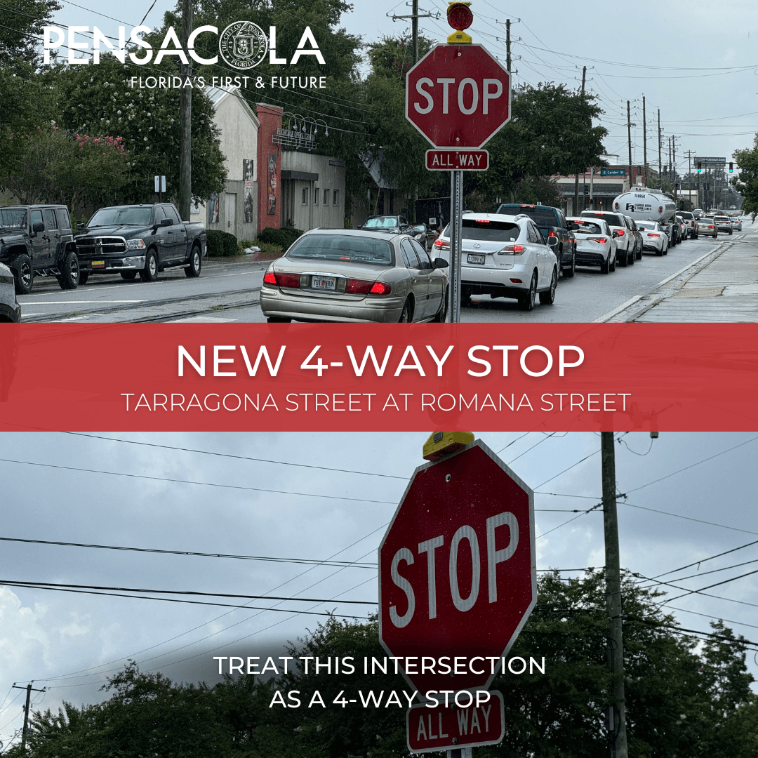 4-Way stop now at Tarragona and Romana Streets