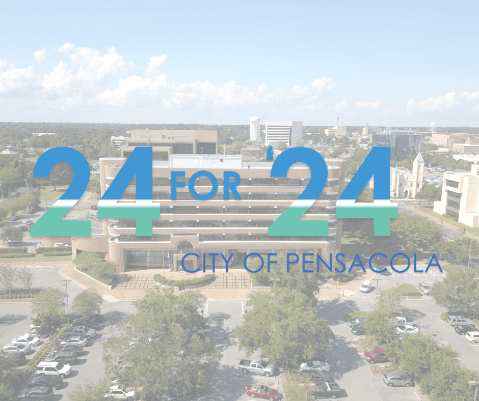 24 for 24 in front of picture of City Hall