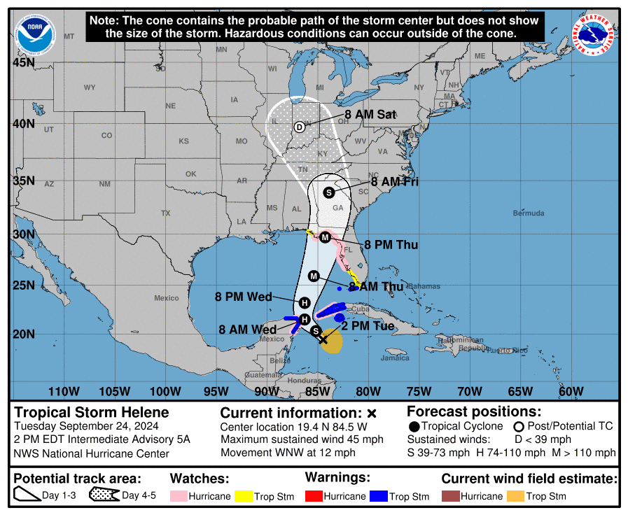 Tropical Storm Helene 2 pm 9.24.2024