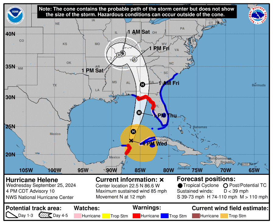 Hurricane Helene 4 pm 9.25.2024