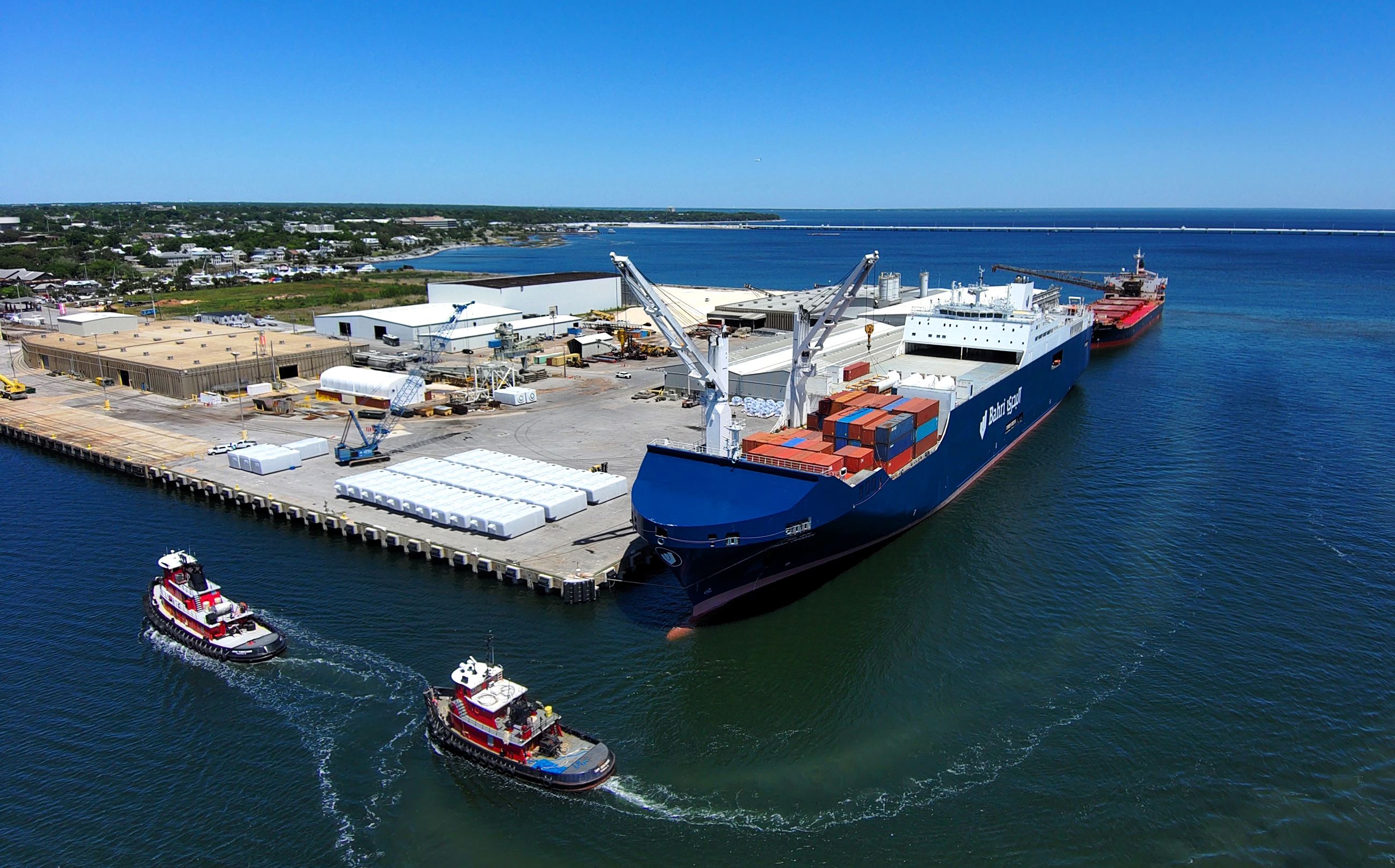 Cargo vessels at port