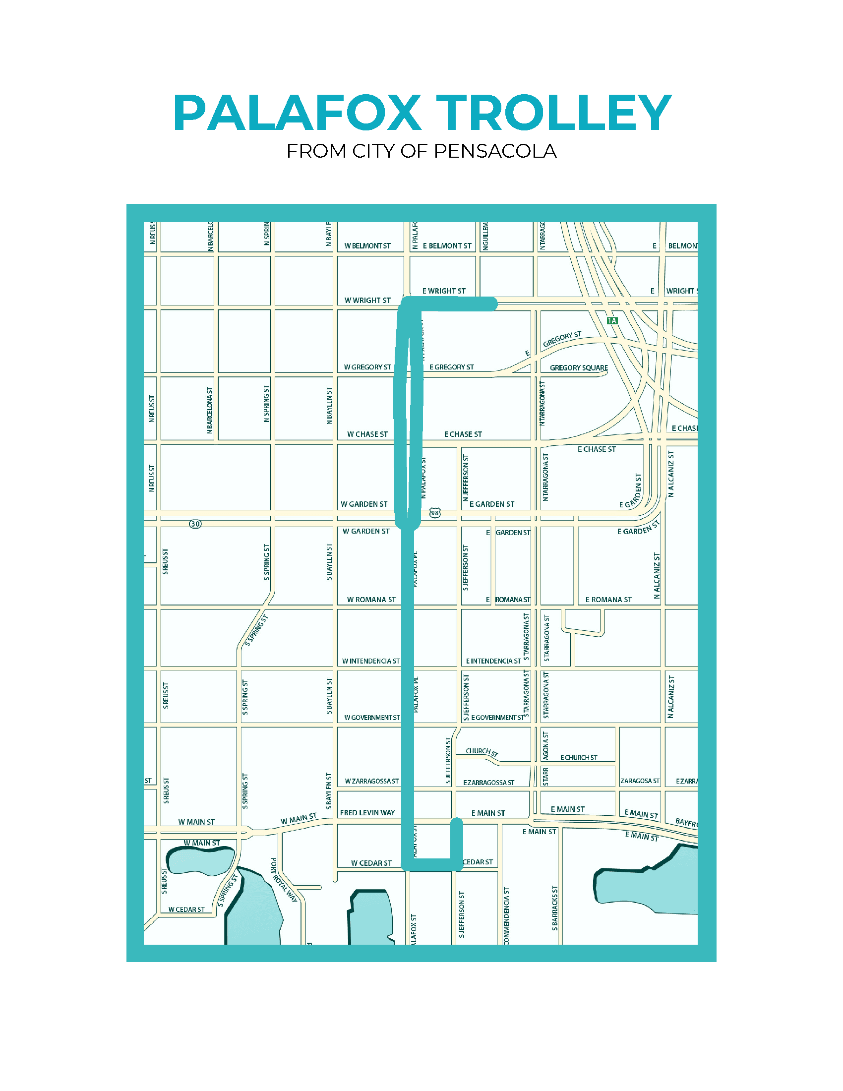 Map of downtown trolley route