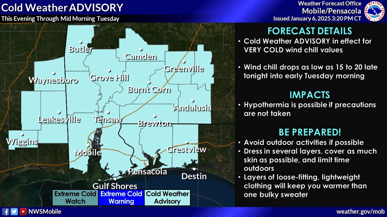Cold Weater Advisory Jan 6 2025