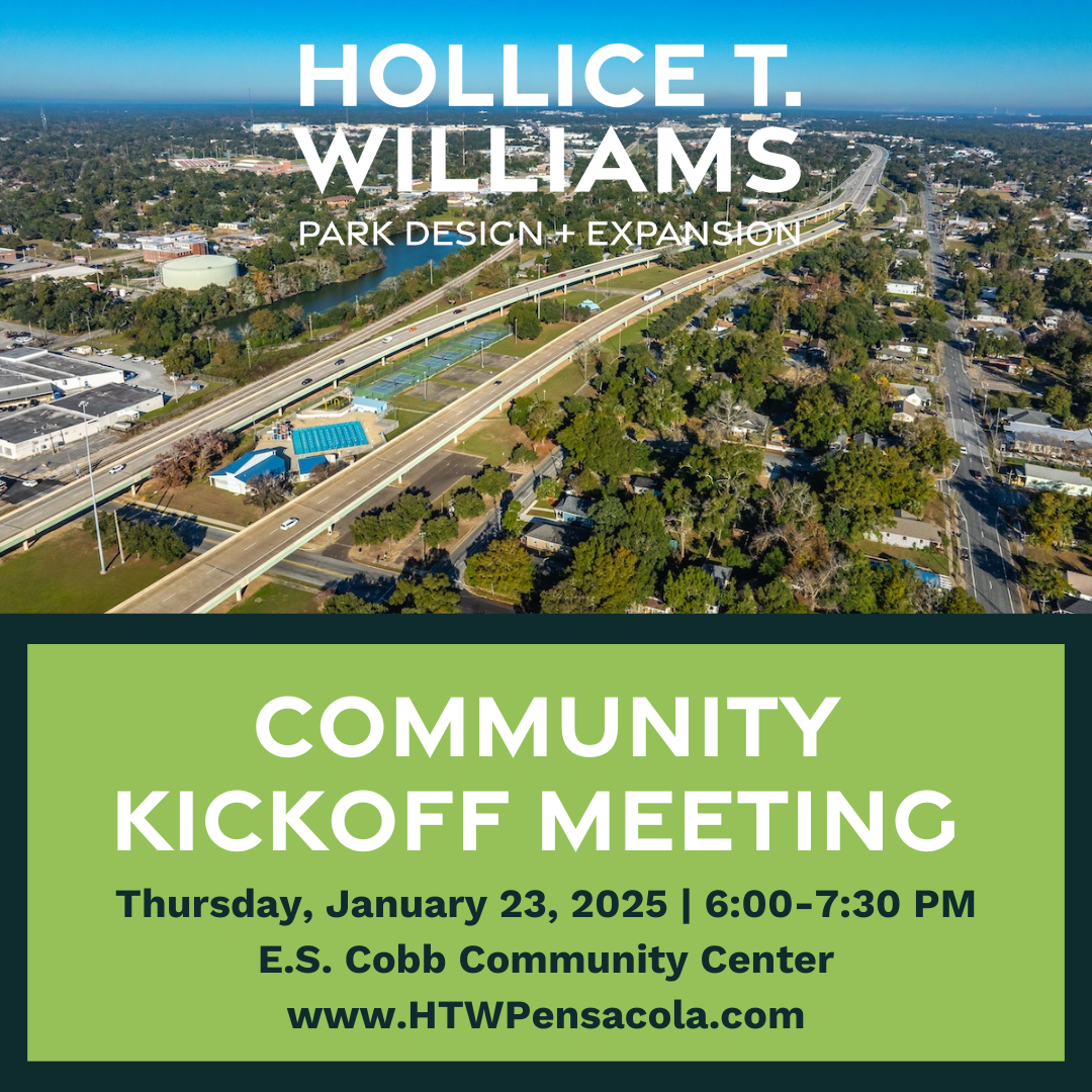 Flyer for kickoff of Hollice T. Williams park design and expansion